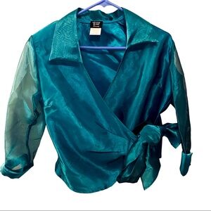 Helene Blake blue Petite wrap  formal- evening wear top.NWT